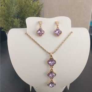Nice & Bella! Purple Crystal and‎ Gold, Necklace with Elegant Design. Waterproof